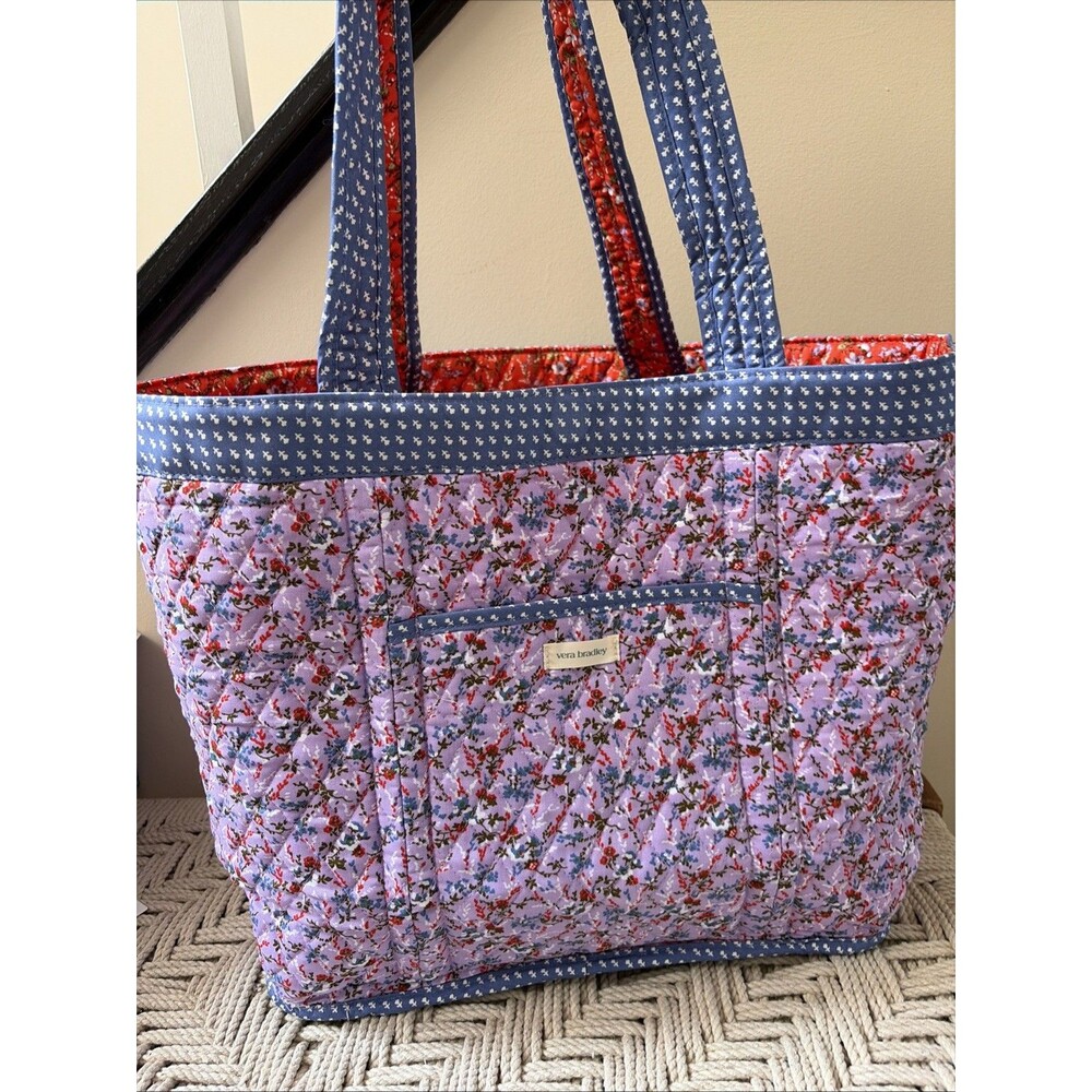 Vera Bradley Reversible Large HATHAWAY Shoulder Tote Bag Wildflower Sprigs NWT